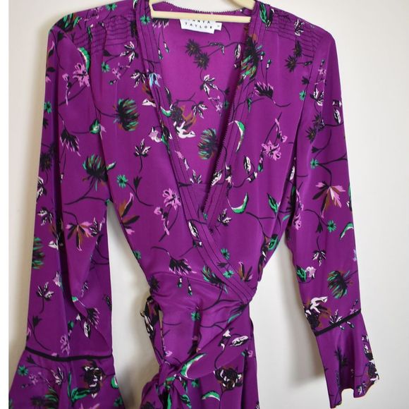 TANYA TAYLOR Nomi Vine Silk Wrap Dress NEW - Picture 9 of 13
